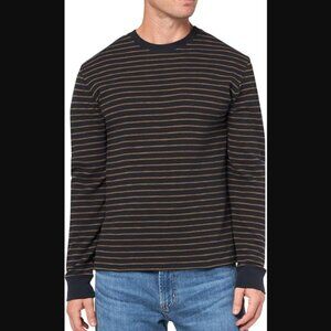 Vince Slub Stripe Long Sleeve Crew T Shirt Sz Large Black Brown Minimalist